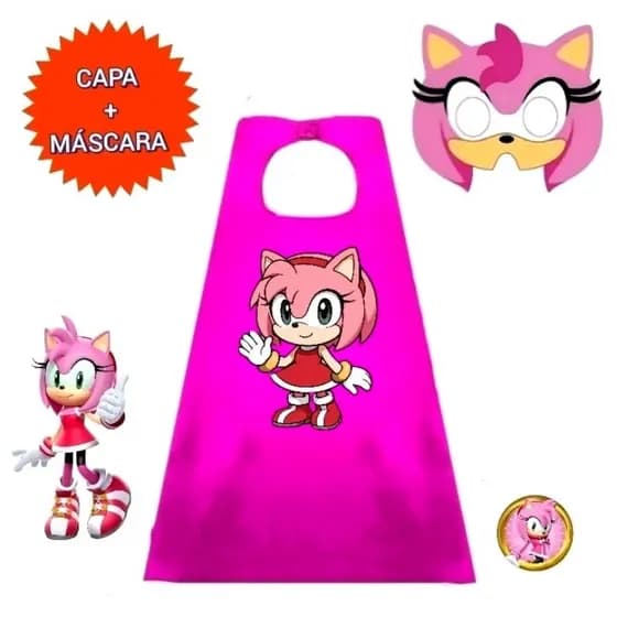 FANTASIA INFANTIL. 1 CAPA + 1 MÁSCARA SUPER AMYY ROSE FESTAS E EVENTOS.