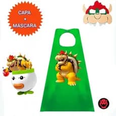 FANTASIA INFANTIL. 1 CAPA + 1 MÁSCARA BOWSER. FESTAS E EVENTOS.