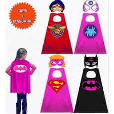 FANTASIA INFANTIL .1 CAPA + 1 MÁSCARA SUPER HERÓIS. FESTAS E EVENTOS.