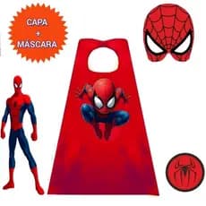FANTASIA INFANTIL. 1 CAPA + MÁSCARA SUPER SPIDER. FESTAS E EVENTOS.