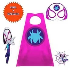 FANTASIA INFANTIL .1 CAPA + 1 MÁSCARA SUPER ARANHA GIRL!💖💖💖FESTAS E EVENTOS.