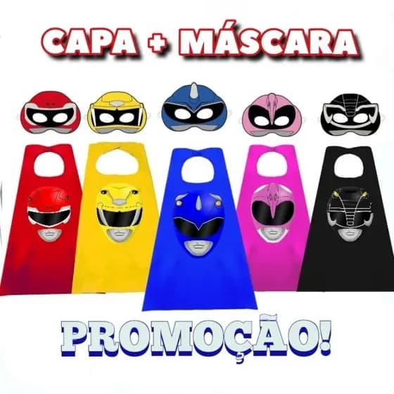 FANTASIA INFANTIL. 1 CAPA + 1 MÁSCARA SUPER POWER RANGERS! FESTAS E EVENTOS.