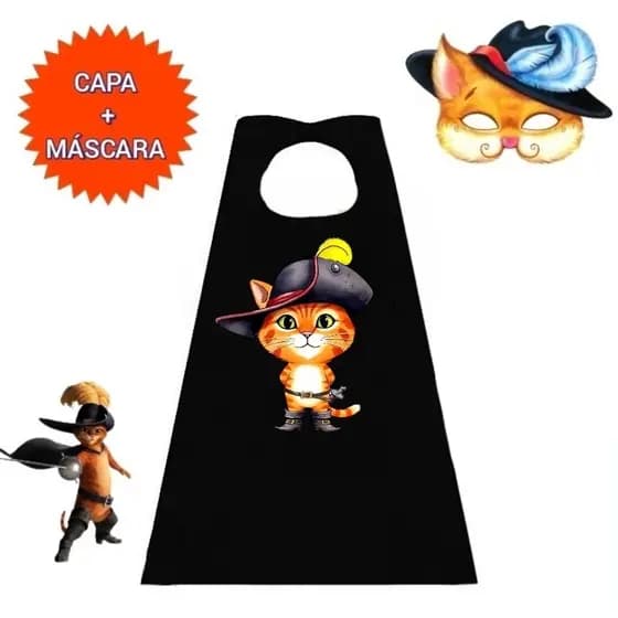 FANTASIA INFANTIL. 1 CAPA + 1 MÁSCARA SUPER GATO GUERREIRO. FESTAS E EVENTOS.
