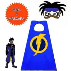 FANTASIA INFANTIL SUPER SHOCK.CAPA + MÁSCARA. FESTAS E EVENTOS.