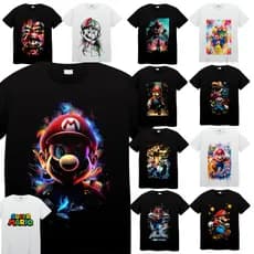 Camiseta super mario bros INFANTIL E ADULTO 100% Algodão unissex