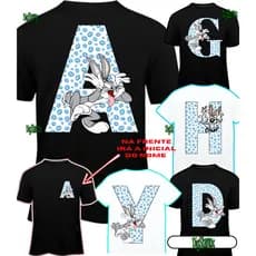 Camiseta Casal com Inicial de Beijos e Pernalonga