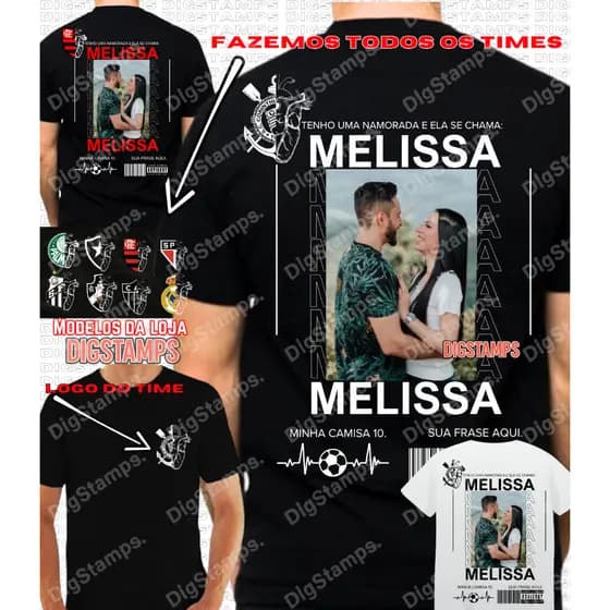 Camiseta de Time de Casal Tiktok Algodão 100% Personalizado Com Foto
