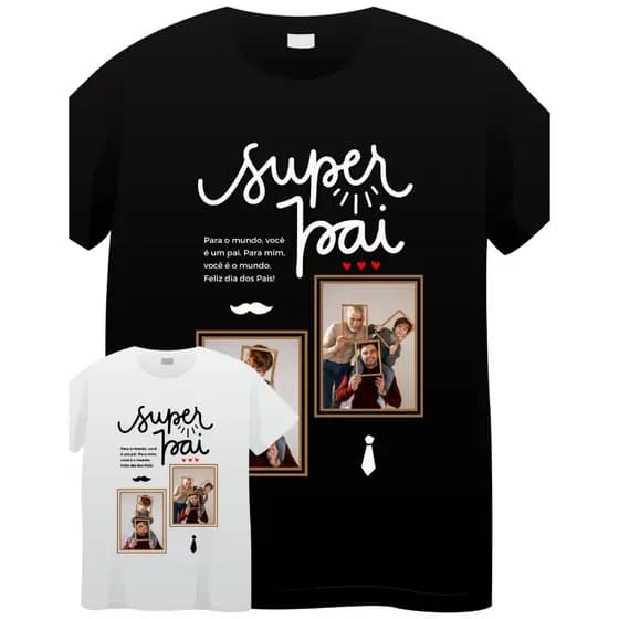 Camiseta Personalizada Dia dos Pais Algodão com Fotos