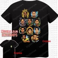 Camiseta Brasil Lendaria melhores jogadores Frente e Verso Adulto e Infantil – 100% Algodão Unissex