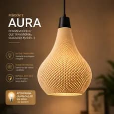 Luminária Pendente Aura Nude Matte Decorativa - Design Moderno - Pronto para instalar - com soquete e27 e lâmpada led