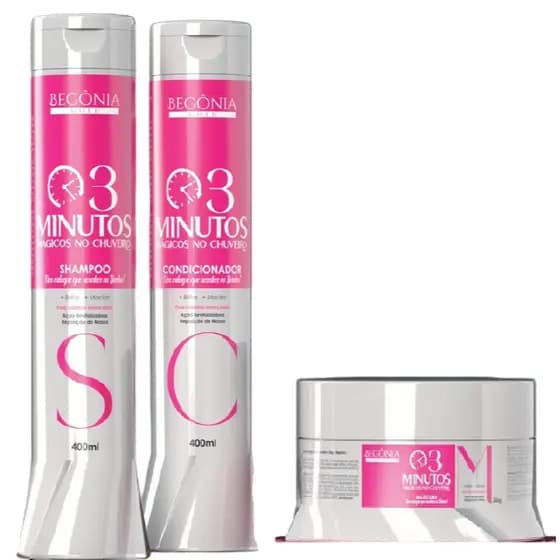 Kit 3 Minutos Mágicos Shampoo + Condicionador + Máscara Begônia