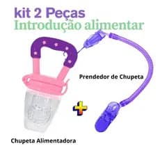 Kit Chupeta Alimentadora + Clips de Chupeta  Ideal p/ Bebês na Introdução Alimentar