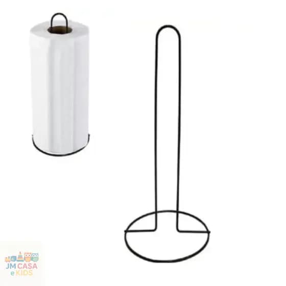 Porta Papel Toalha Preto em Aço Inox 27cm De Mesa Aramado Cozinha Suporte