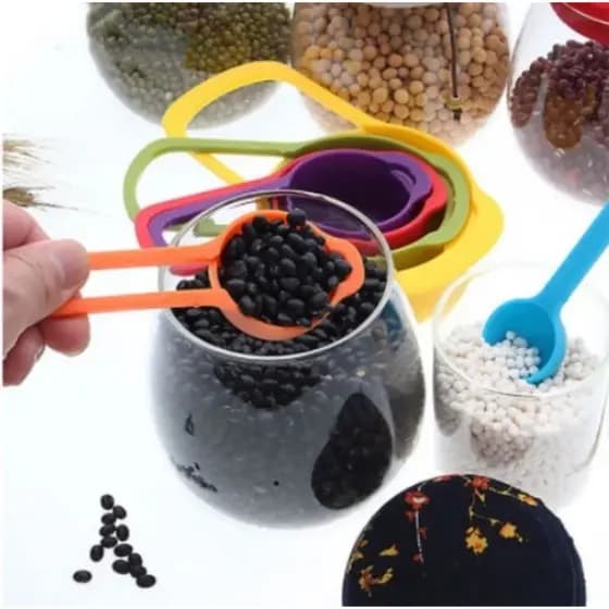 Kit 6  Colheres Medidoras De Plástico Colorido