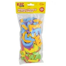 Kit Brinquedo Educativo Adesivo Alfabeto & Numeral  Em Eva Com 120 Peças - Kaz