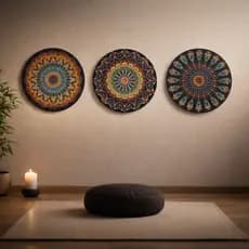 3 Quadros Decorativos Mandala 30x30 Decoração de Sala Enfeite Parede Quarto Mdf