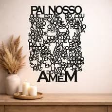 Quadro Painel Oração Pai Nosso Vazado Quarto Sala 45x37 Quadro Alto Relevo