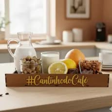 Bandeja Cantinho Do Café Enfeite Mesas Servir Café Decorativo Madeira Mdf