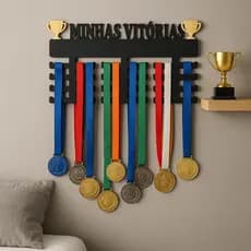 Porta Medalhas Mdf Futebol Corrida Minhas Vitorias Conquista Decoração Parede Quarto