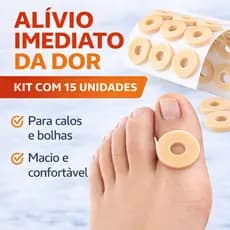 Protetor de Calo Dedos Pés Adesivo | Alívio Imediato da Dor | Anti Bolhas e Atrito | Kit 15 Unidades