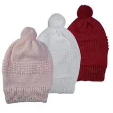 Touca gorro bebê de trico bebe 3 uni recem nascido
