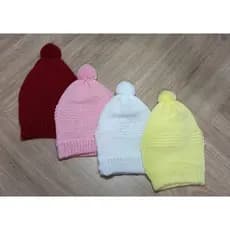 Toucas Gorro Bebê Tricô com 4 Variadas Menino e Menina RN
