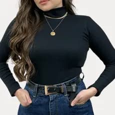 Blusa Feminina Segunda Pele Cacharrel Gola Alta Algodão T-Shirt Confort
