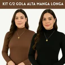 Kit 2 Gola Alta Manga Longa Tendência Moda Feminina Inverno Casual Gringa Estilosa Básica