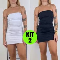 Kit C/2 Vestidos Curto Suplex Tubinho Tomara Que Caia Moda Festa Fashion Feminina