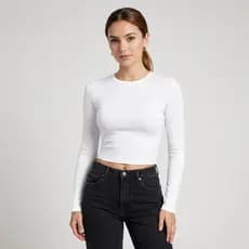 Blusa Feminino Manga Longa Baby Tee Moda Blogueira Casual Chique Caimento Perfeito