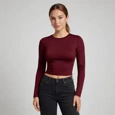 Blusa Manga Longa Baby Tee  Caimento Perfeito Casual Moderna Elegante Versátil Lisa
