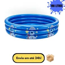 Piscina Infantil 190Litros Astronauta Inflável Bebe Criança Redonda Grande Piscina Praia Menino Azul