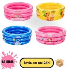 Piscina Infantil Inflável 190 Litros Bebe Criança Redonda Grande Piscina Rosa Azul Menino Menina