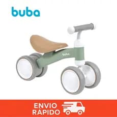 Bicicleta de Equilíbrio Buba 4 Rodas Verde Menino Infantil Bebê Sem Pedal Treino de Equilíbrio e Coordenação Motora