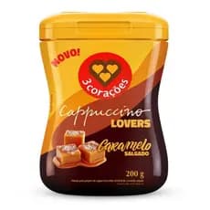 Cappuccino 3 Corações Caramelo Salgado 200g | Cremoso, Sabor Intenso e Exclusivo | Pote Econômico