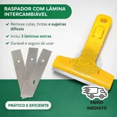 Raspador 3 Lâminas para Remover Sujeiras e Resíduos Ideal para Limpeza Doméstica e Profissional em Diversas Superfícies