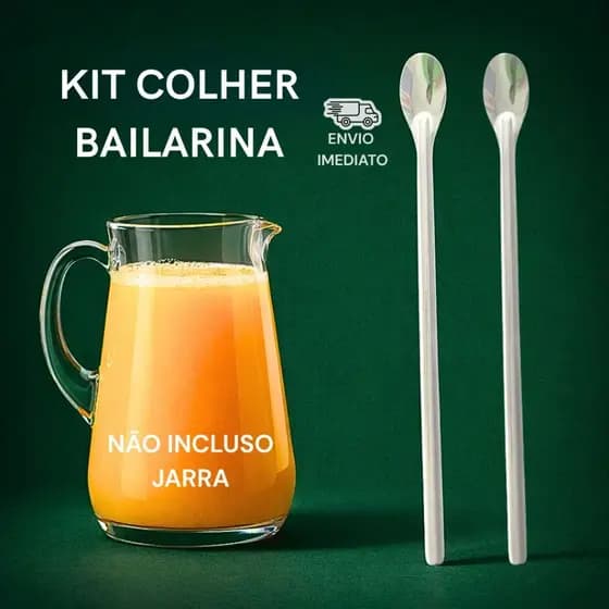 Kit com 2 Colheres ou 4 Colheres para Suco – Mistura Bebidas Ideal Para Drinks Bares Restaurantes e Uso Doméstico