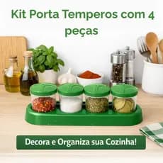 Kit Porta Temperos e Condimentos 4 Peças com Suporte - 100ml Cada - Erca Plásticos