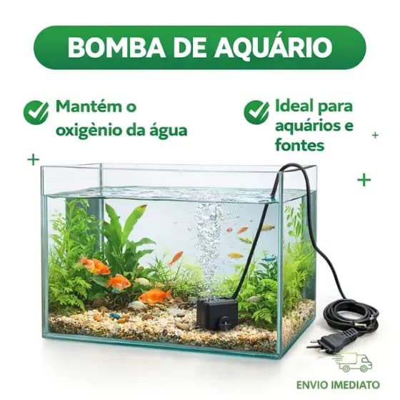 Bomba Para Aquário Submersa 3W –   Ideal para Aquários e Fontes Circula Água com Eficiência para Uso Doméstico e Hobby