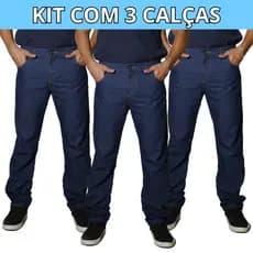 Kit 3 Calças Jeans Masculina 100% Algodão Azul de Trabalho Uniforme Direto da Fabrica