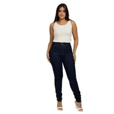 Calça Jeans Feminina Skinny Empina Bumbum Com Elastano Cintura Alta Azul