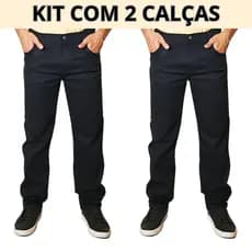 Kit 2 Calças Jeans Masculina Com Elastano Preta Reforçada Com Lycra Promocional