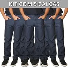 Kit 5 Calças Jeans Masculina 100% Algodão Preta de Trabalho Uniforme Direto da Fabrica