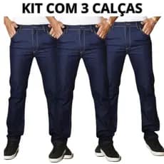 Kit 3 Calças Jeans Masculina Com Elastano Lycra Reforçada Resistente Linha Premium