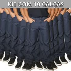 Kit 10 Calças Jeans Masculina 100% Algodão Preta de Trabalho Uniforme Direto da Fabrica