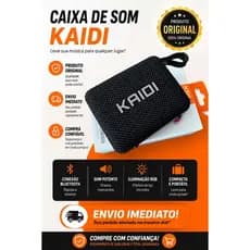 Caixa de som bluetooth Kaidi Original Compacta e portátil - 6H de bateria - Iluminação RGB - Resistente a água