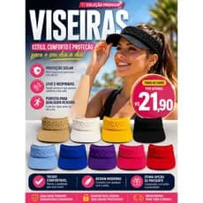 Chapéu/Viseira Feminino Respirável de Aba Longa - Cor Sólida - Proteção Solar e Conforto