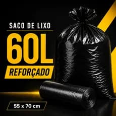 100un Saco de Lixo Preto 60 Litros Resistente Medida 55X70 Residencial e Comercial Ótima Qualidade