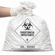 100un Saco de Lixo Hospitalar Infectante Branco 50 Litros Medida 55X70 Clinicas Consultório Tatuador