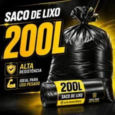 Saco de Lixo 200 Litros Reforçado Medida 90X100 Uso Comercial e Residencial Ótima Qualidade